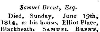 Samuel Brent ^ Esq * Died, Sunday, June ...