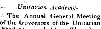 ¦ ~ \ : - . - 0) Unitarian Academy* ^fhe...