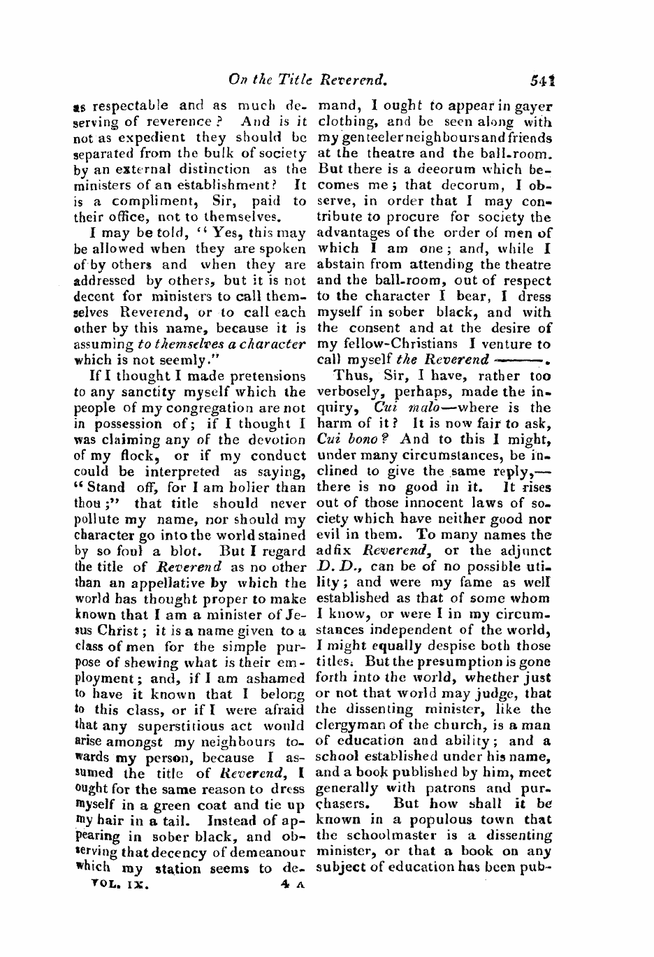 Monthly Repository (1806-1838) and Unitarian Chronicle (1832-1833): F Y, 1st edition - Untitled Article