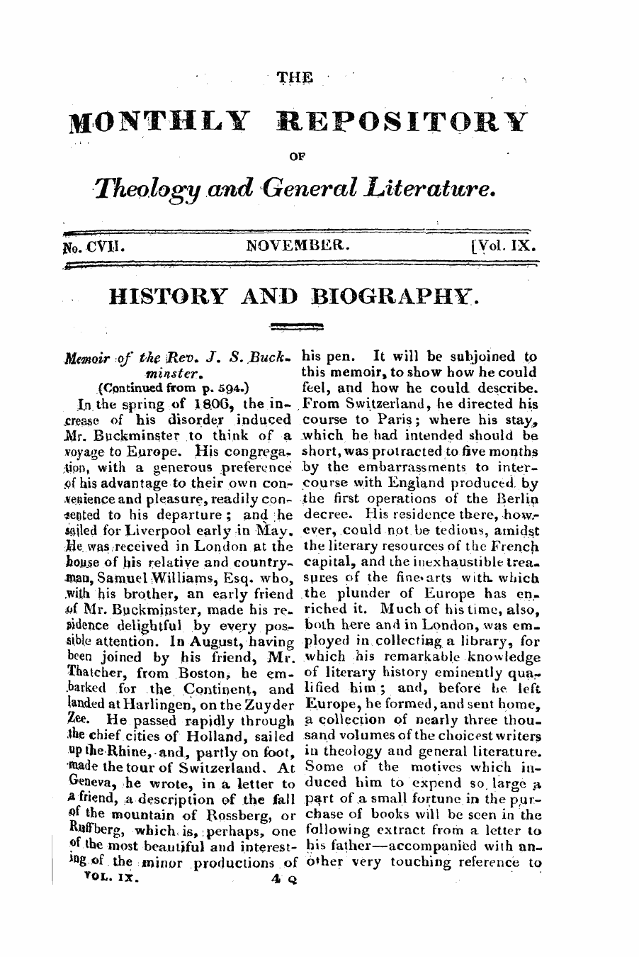 Monthly Repository (1806-1838) and Unitarian Chronicle (1832-1833): F Y, 1st edition - Untitled Article