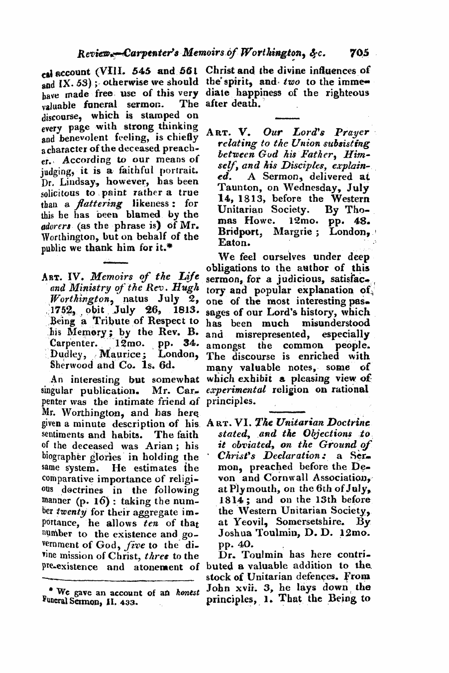 Monthly Repository (1806-1838) and Unitarian Chronicle (1832-1833): F Y, 1st edition - Untitled Article