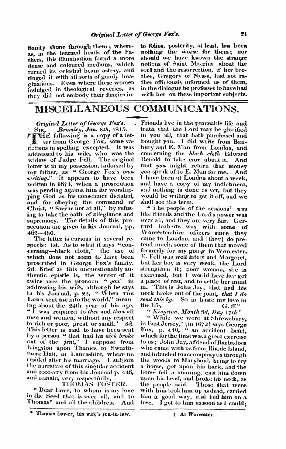 Monthly Repository (1806-1838) and Unitarian Chronicle (1832-1833): F Y, 1st edition - Miscellaneous Communications.