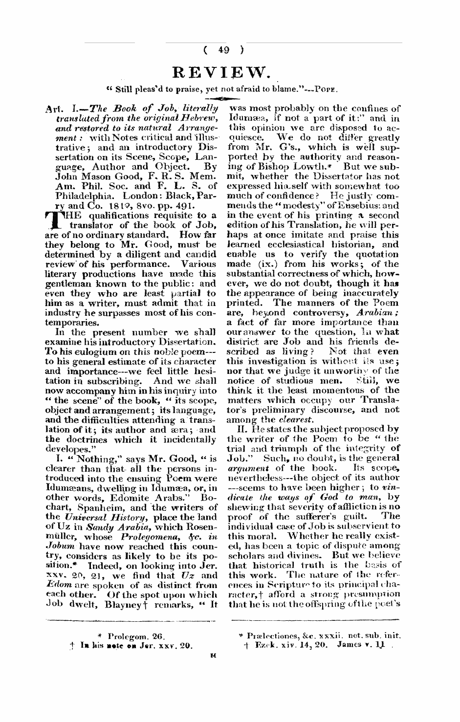 Monthly Repository (1806-1838) and Unitarian Chronicle (1832-1833): F Y, 1st edition: 49