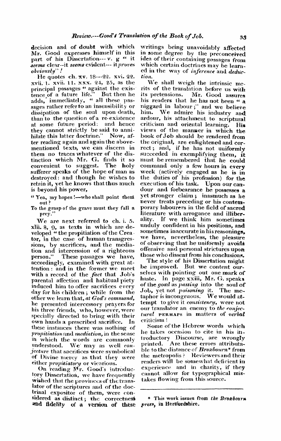 Monthly Repository (1806-1838) and Unitarian Chronicle (1832-1833): F Y, 1st edition: 53