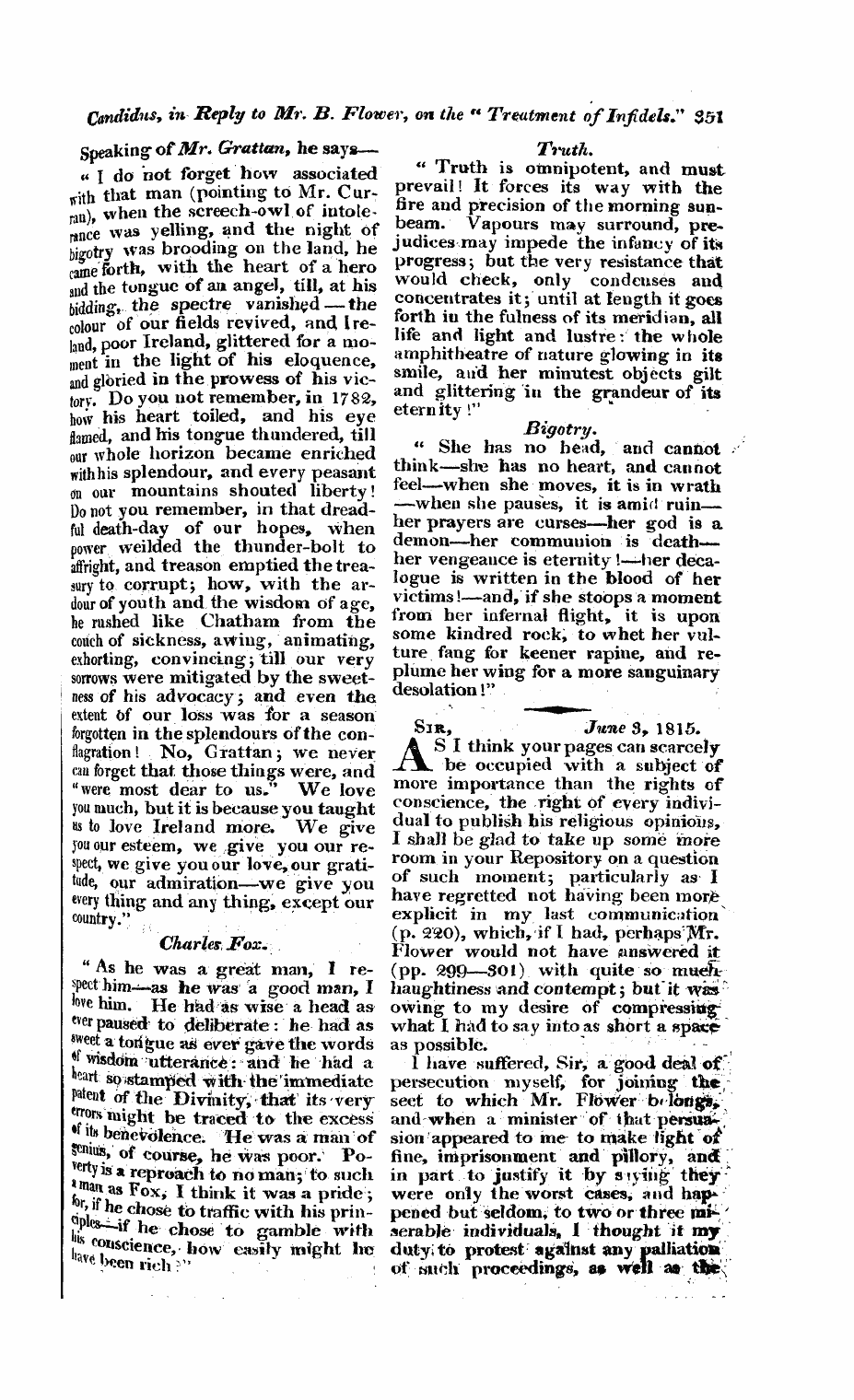 Monthly Repository (1806-1838) and Unitarian Chronicle (1832-1833): F Y, 1st edition: 23