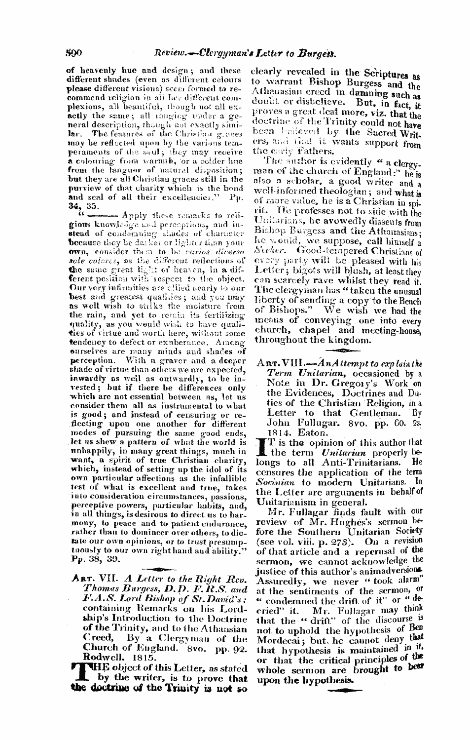 Monthly Repository (1806-1838) and Unitarian Chronicle (1832-1833): F Y, 1st edition - Untitled Article