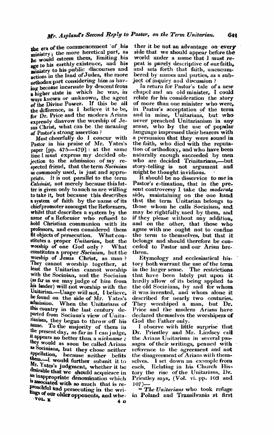 Monthly Repository (1806-1838) and Unitarian Chronicle (1832-1833): F Y, 1st edition: 41