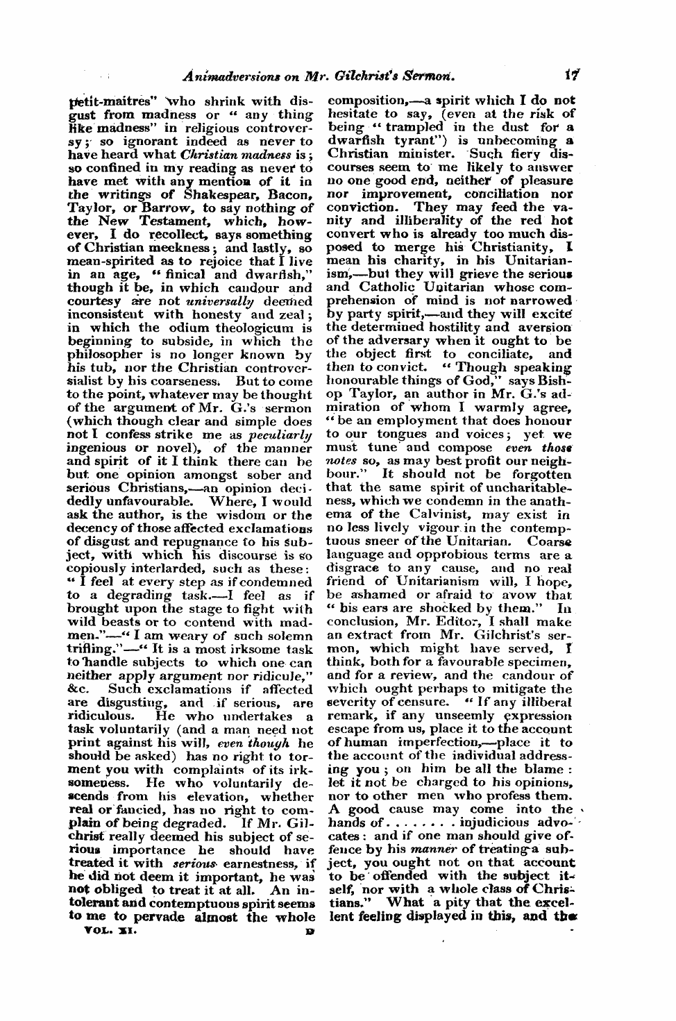 Monthly Repository (1806-1838) and Unitarian Chronicle (1832-1833): F Y, 1st edition: 17