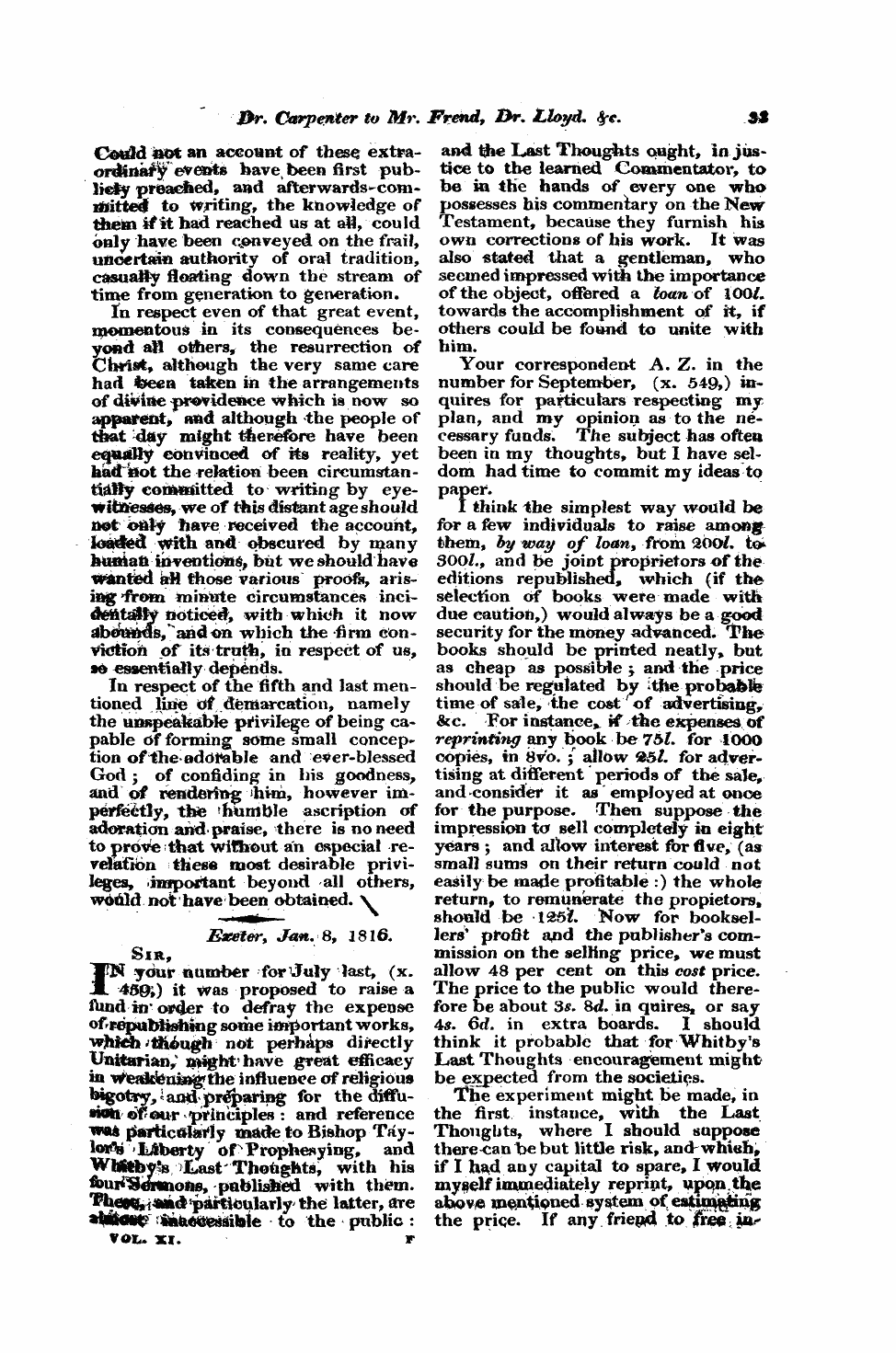 Monthly Repository (1806-1838) and Unitarian Chronicle (1832-1833): F Y, 1st edition: 33