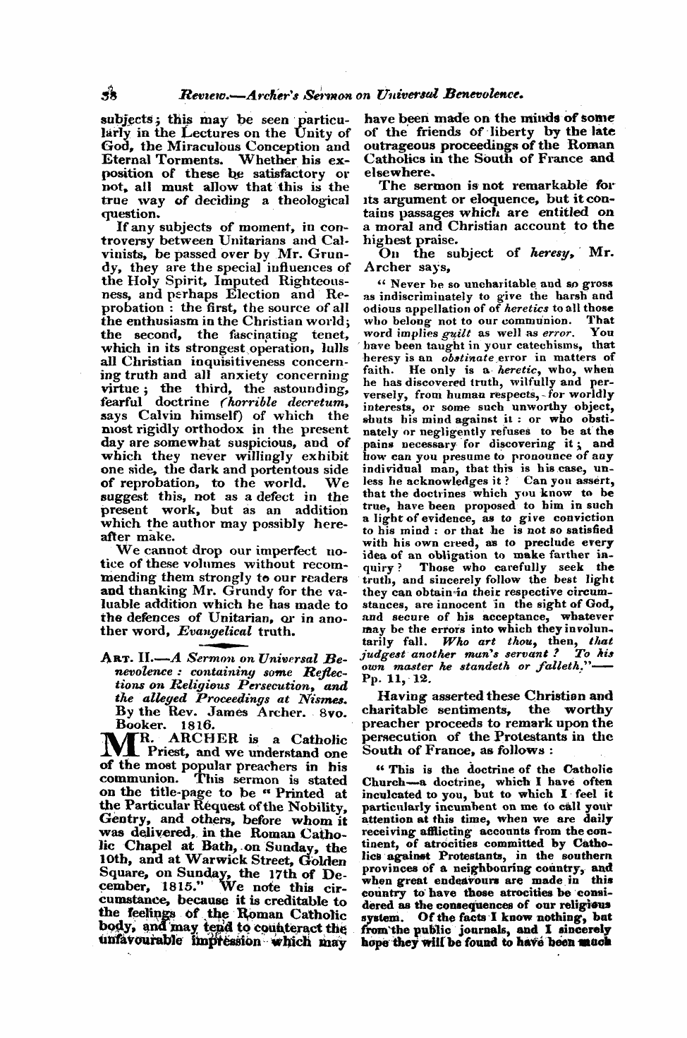 Monthly Repository (1806-1838) and Unitarian Chronicle (1832-1833): F Y, 1st edition - Untitled Article