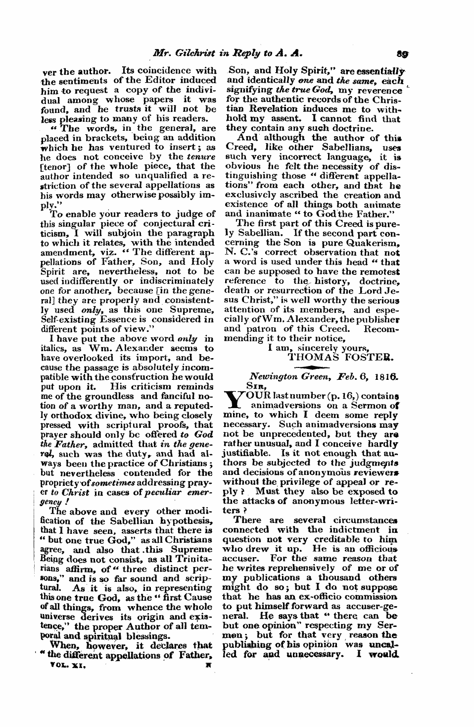 Monthly Repository (1806-1838) and Unitarian Chronicle (1832-1833): F Y, 1st edition: 25