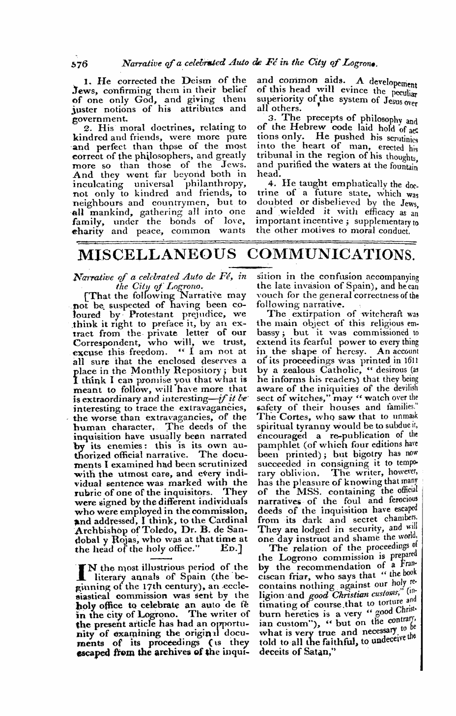 Monthly Repository (1806-1838) and Unitarian Chronicle (1832-1833): F Y, 1st edition - Miscellaneous Communications.