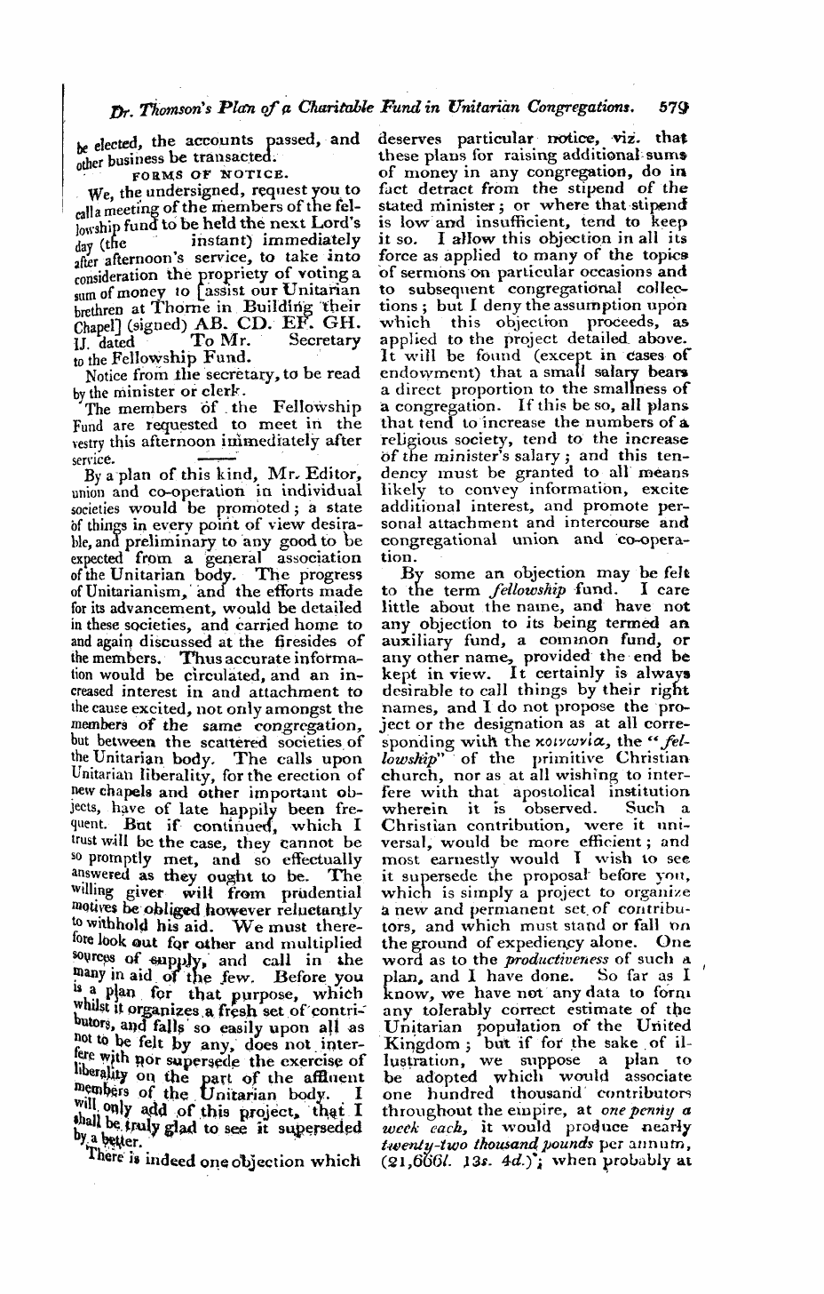 Monthly Repository (1806-1838) and Unitarian Chronicle (1832-1833): F Y, 1st edition - Untitled Article