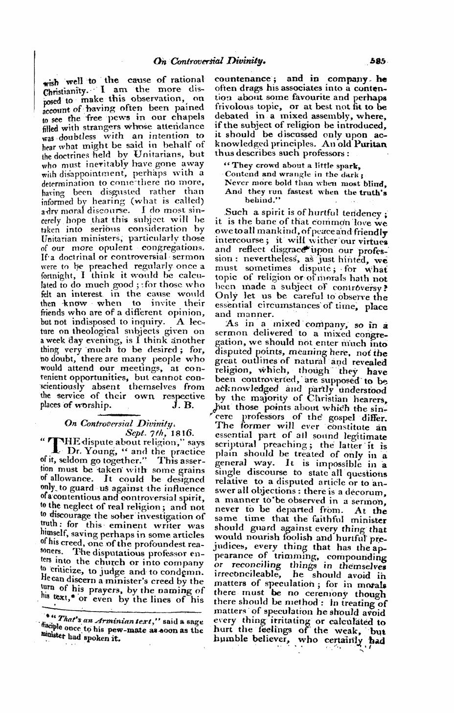 Monthly Repository (1806-1838) and Unitarian Chronicle (1832-1833): F Y, 1st edition - Untitled Article