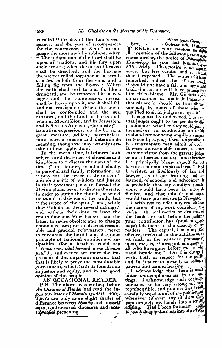 Monthly Repository (1806-1838) and Unitarian Chronicle (1832-1833): F Y, 1st edition - Untitled Article