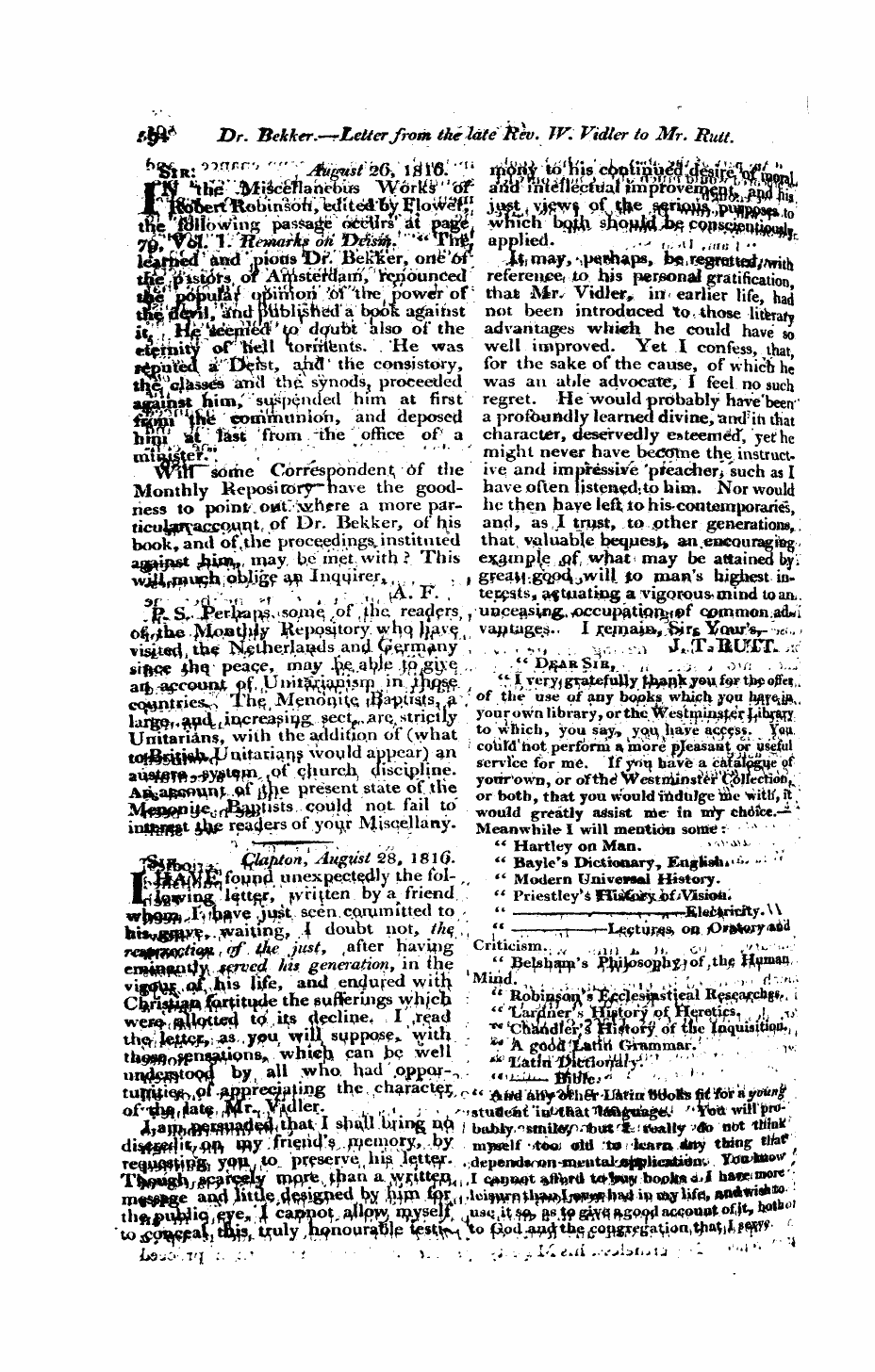 Monthly Repository (1806-1838) and Unitarian Chronicle (1832-1833): F Y, 1st edition: 30