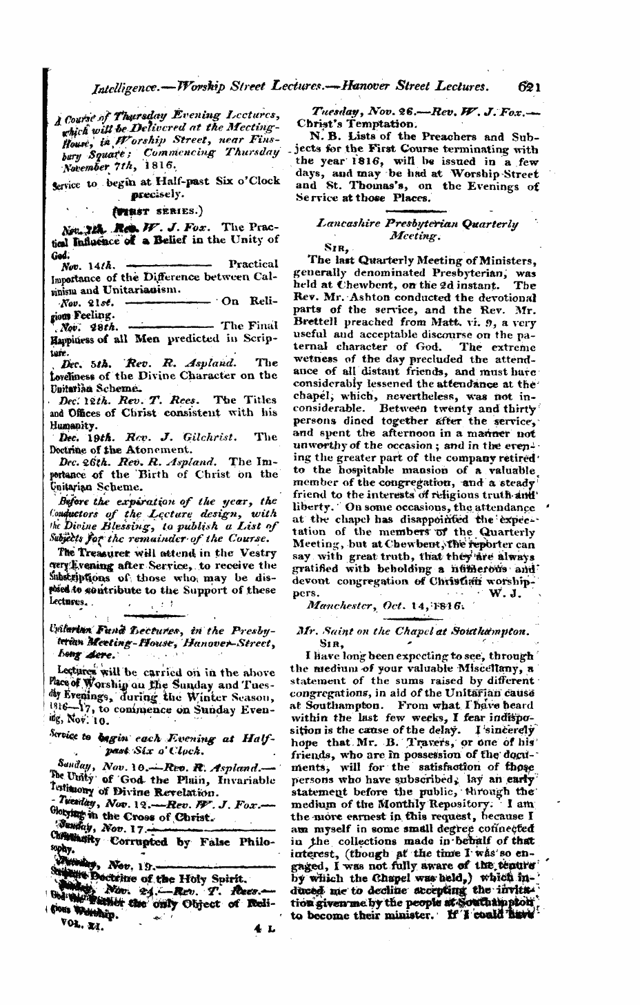 Monthly Repository (1806-1838) and Unitarian Chronicle (1832-1833): F Y, 1st edition: 57