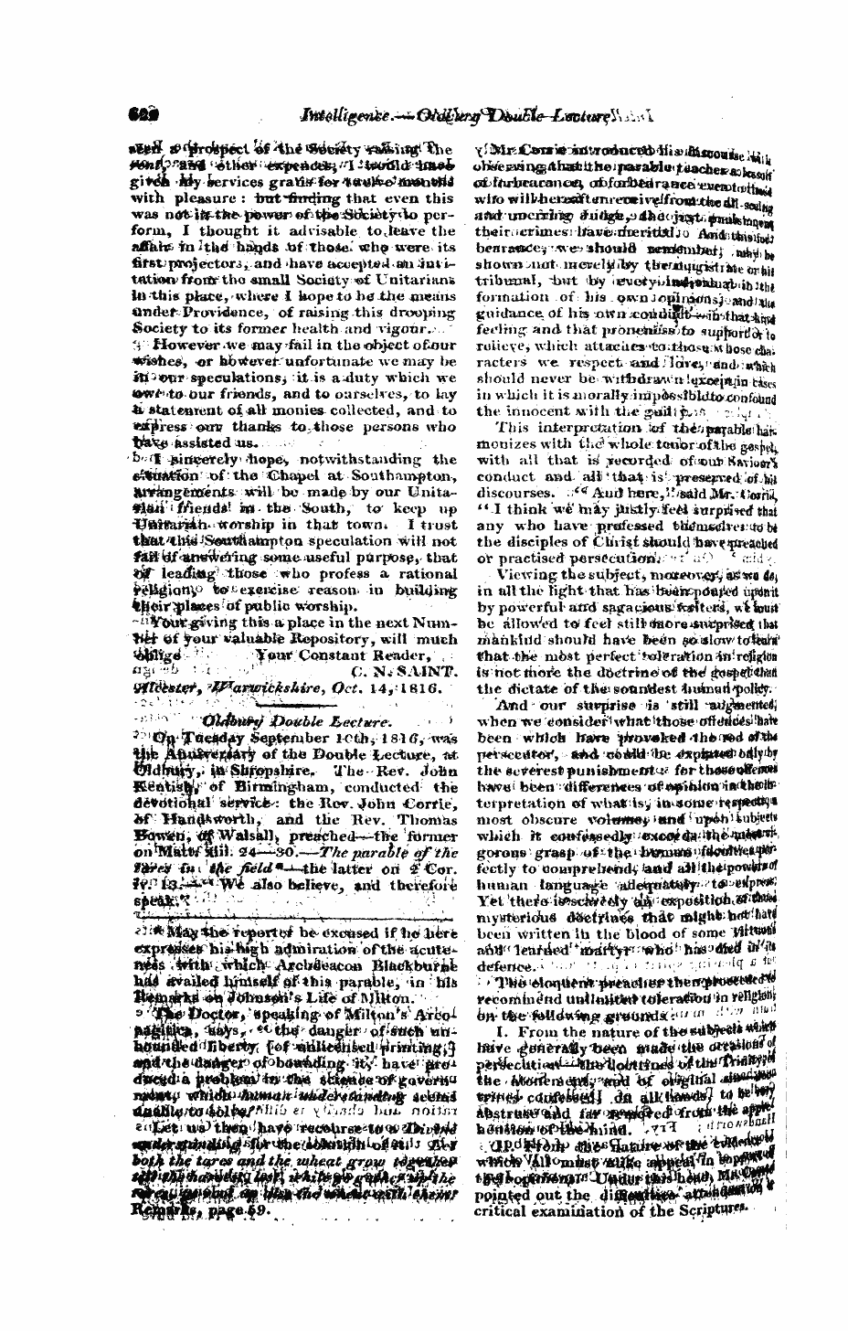 Monthly Repository (1806-1838) and Unitarian Chronicle (1832-1833): F Y, 1st edition: 58