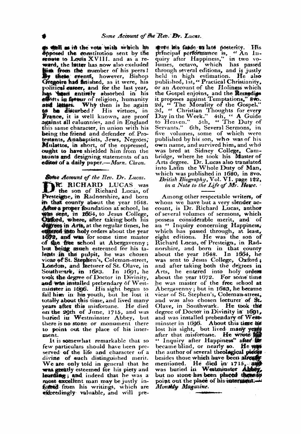 Monthly Repository (1806-1838) and Unitarian Chronicle (1832-1833): F Y, 1st edition - Untitled Article