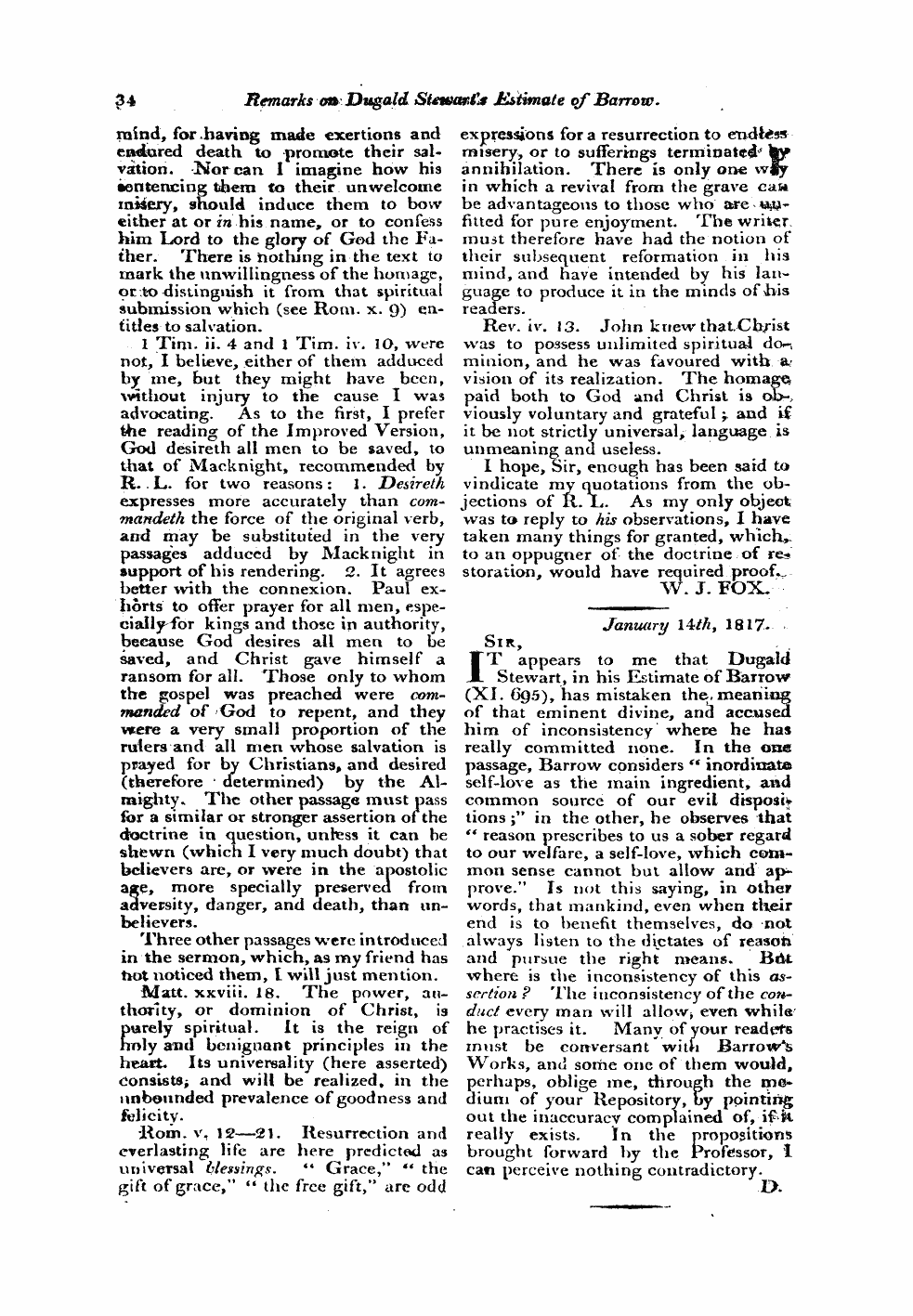 Monthly Repository (1806-1838) and Unitarian Chronicle (1832-1833): F Y, 1st edition - Untitled Article