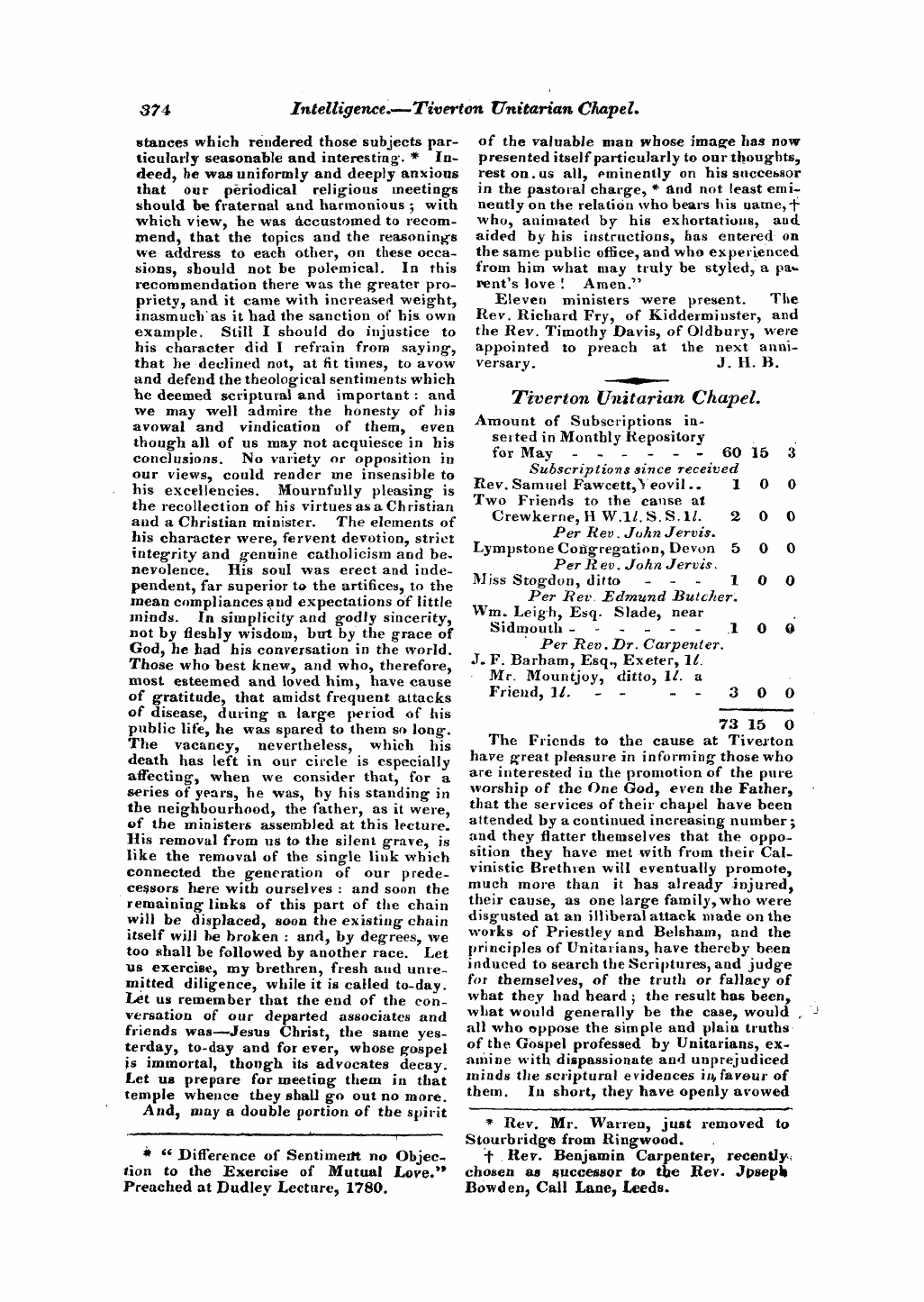 Monthly Repository (1806-1838) and Unitarian Chronicle (1832-1833): F Y, 1st edition - Untitled Article