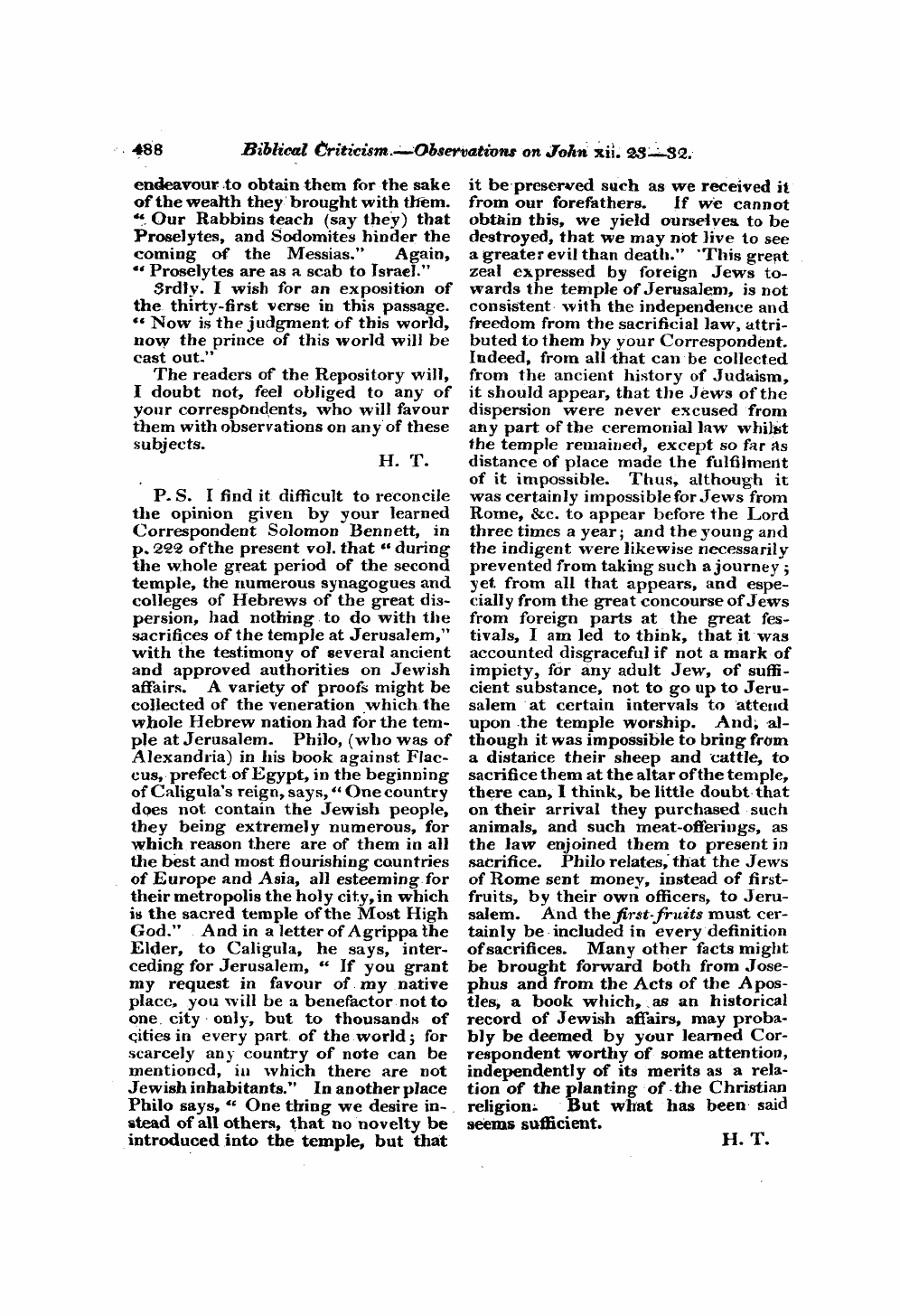 Monthly Repository (1806-1838) and Unitarian Chronicle (1832-1833): F Y, 1st edition - Biblical Criticism.