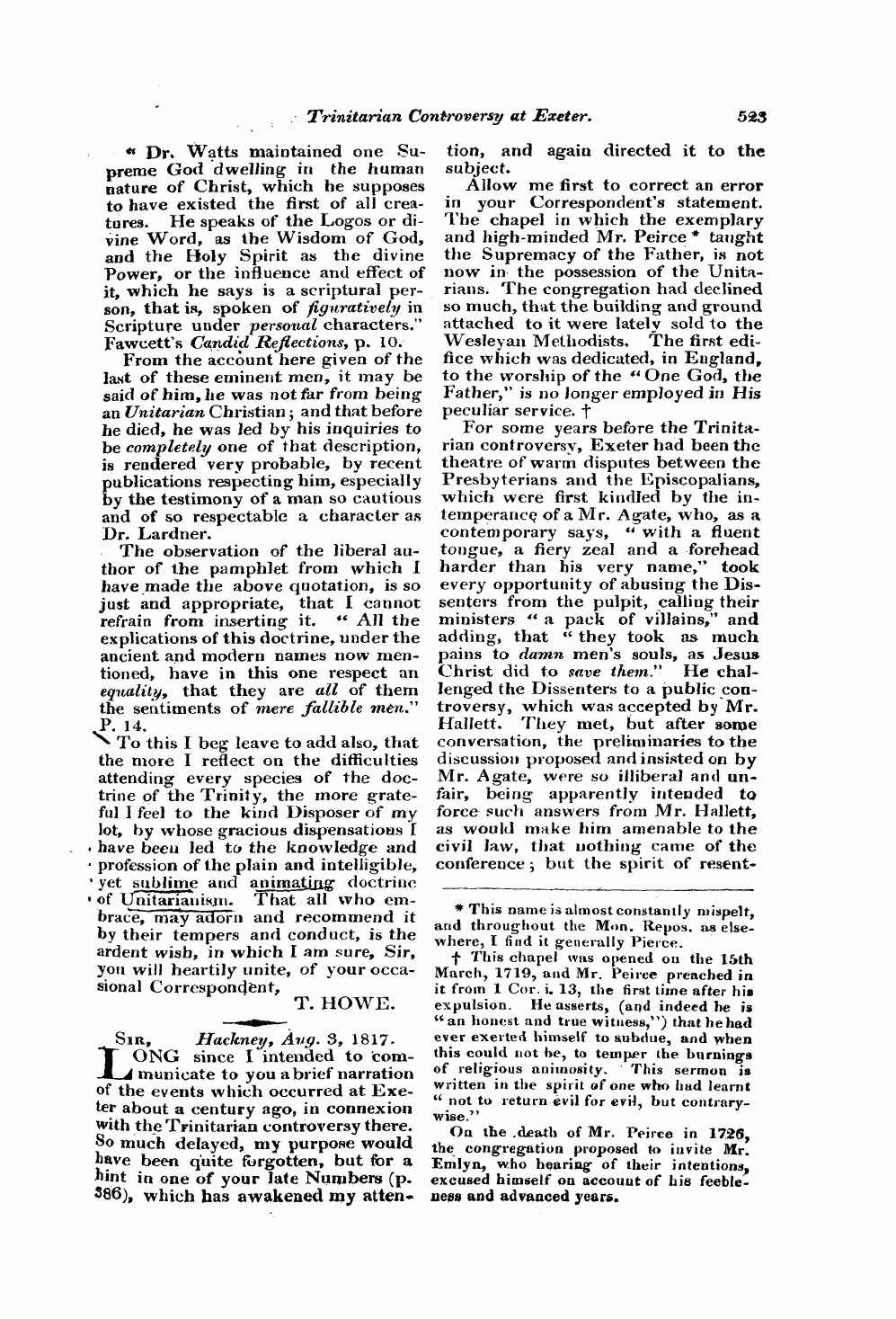 Monthly Repository (1806-1838) and Unitarian Chronicle (1832-1833): F Y, 1st edition - Untitled Article