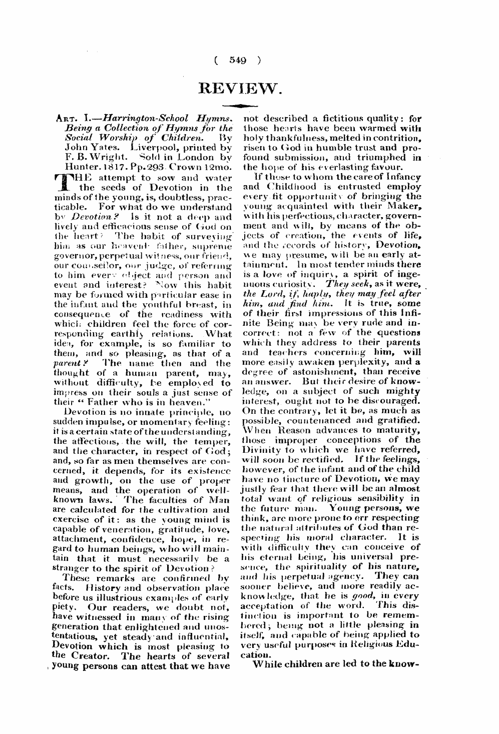 Monthly Repository (1806-1838) and Unitarian Chronicle (1832-1833): F Y, 1st edition - Review.