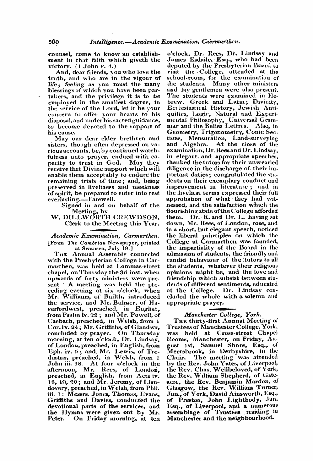 Monthly Repository (1806-1838) and Unitarian Chronicle (1832-1833): F Y, 1st edition - Untitled Article