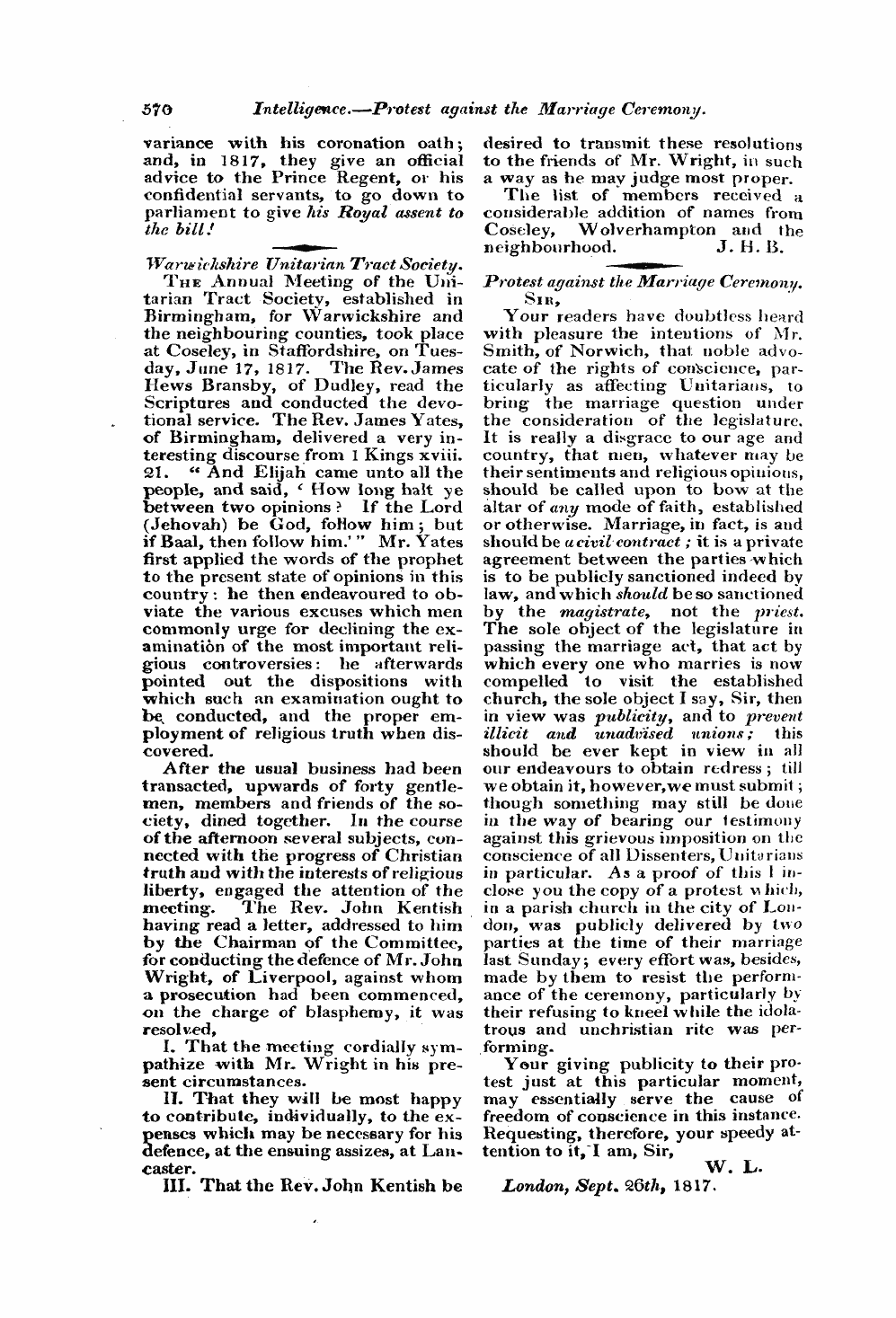 Monthly Repository (1806-1838) and Unitarian Chronicle (1832-1833): F Y, 1st edition: 58