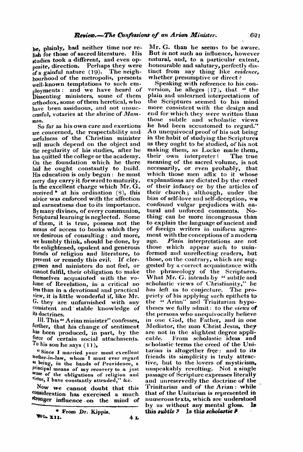 Monthly Repository (1806-1838) and Unitarian Chronicle (1832-1833): F Y, 1st edition - Untitled Article