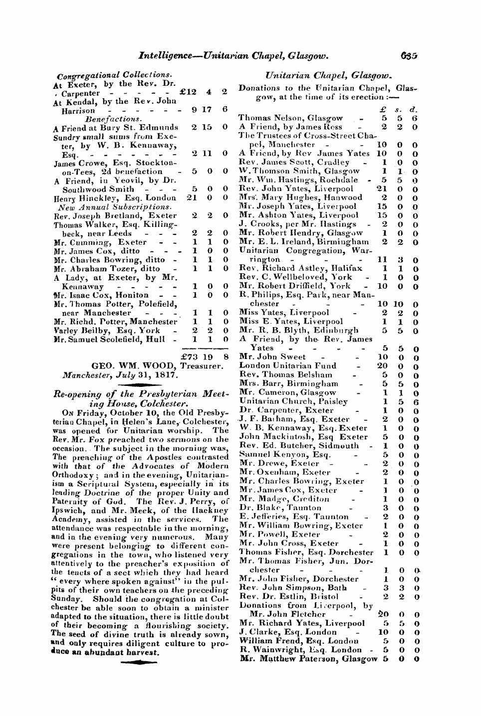 Monthly Repository (1806-1838) and Unitarian Chronicle (1832-1833): F Y, 1st edition - Untitled Article