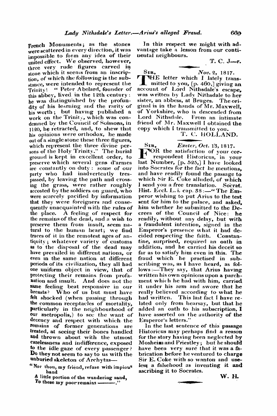 Monthly Repository (1806-1838) and Unitarian Chronicle (1832-1833): F Y, 1st edition: 29