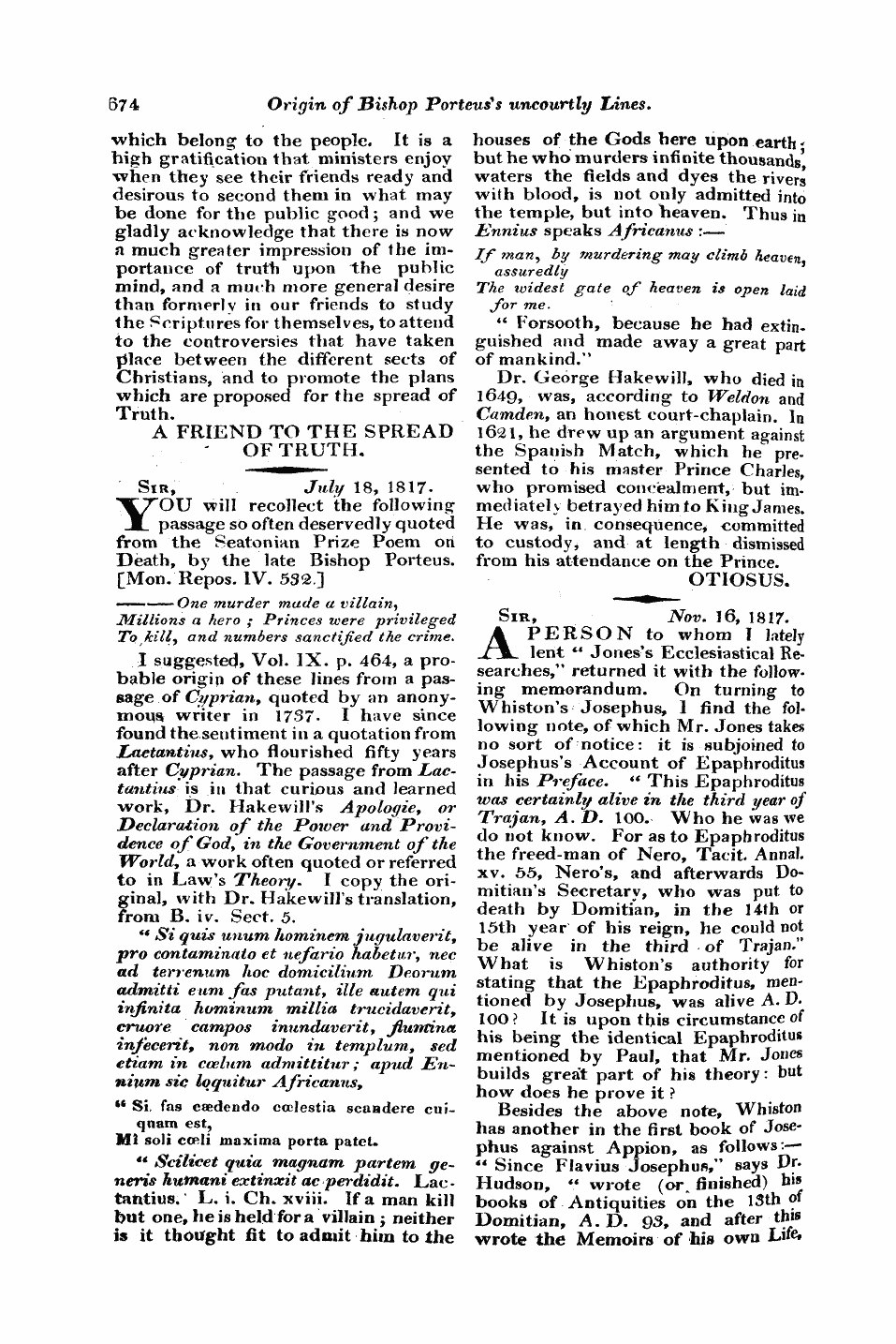 Monthly Repository (1806-1838) and Unitarian Chronicle (1832-1833): F Y, 1st edition: 34