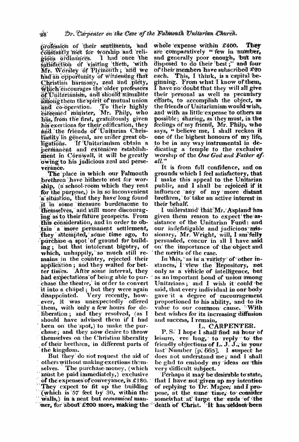 Monthly Repository (1806-1838) and Unitarian Chronicle (1832-1833): F Y, 1st edition: 28