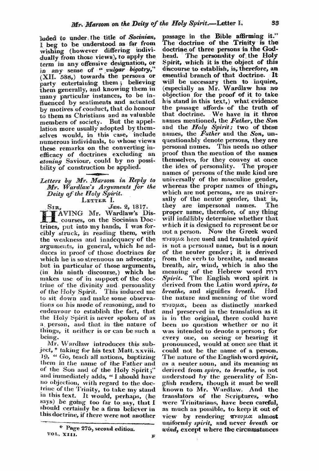 Monthly Repository (1806-1838) and Unitarian Chronicle (1832-1833): F Y, 1st edition - Untitled Article