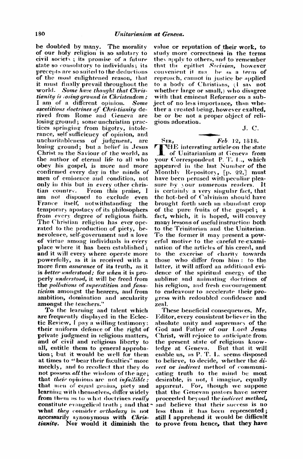 Monthly Repository (1806-1838) and Unitarian Chronicle (1832-1833): F Y, 1st edition: 28