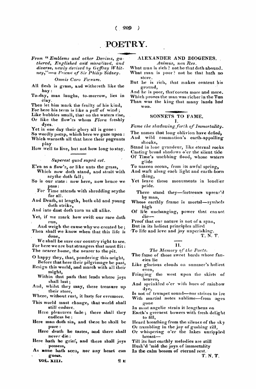 Monthly Repository (1806-1838) and Unitarian Chronicle (1832-1833): F Y, 1st edition - Poetry.