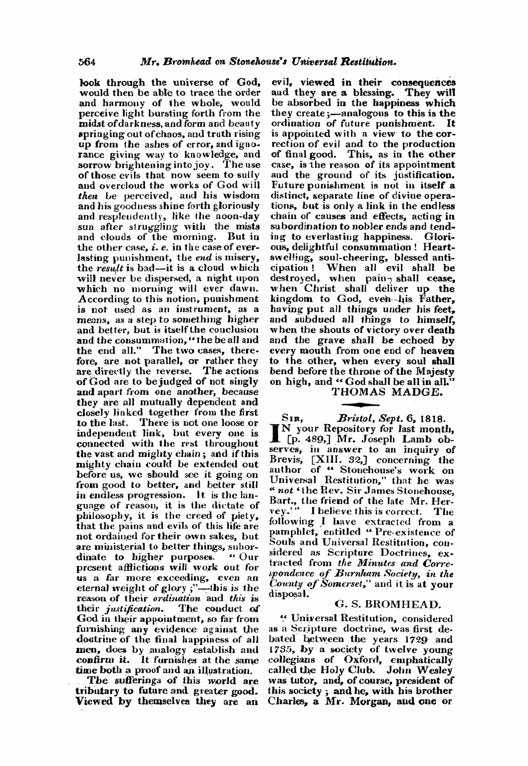 Monthly Repository (1806-1838) and Unitarian Chronicle (1832-1833): F Y, 1st edition - Untitled Article