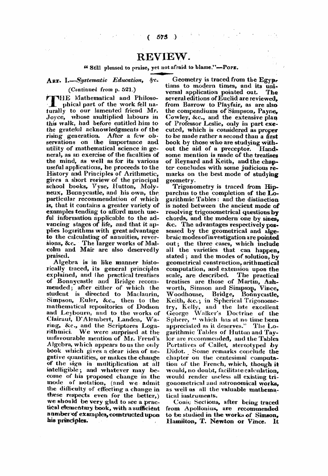 Monthly Repository (1806-1838) and Unitarian Chronicle (1832-1833): F Y, 1st edition - Untitled Article