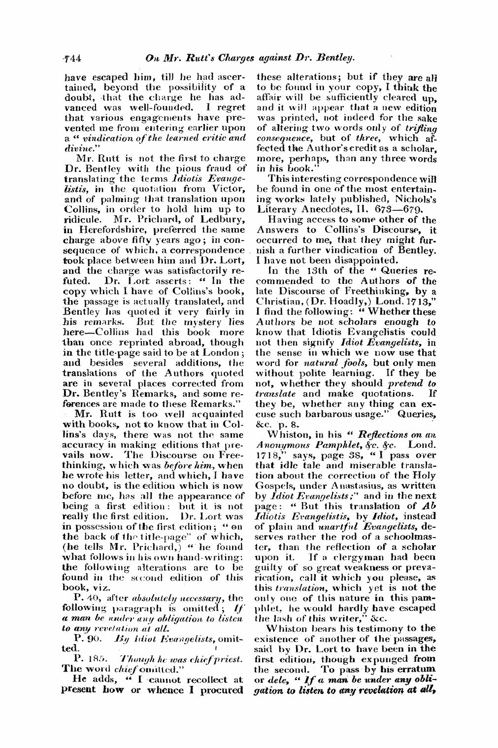 Monthly Repository (1806-1838) and Unitarian Chronicle (1832-1833): F Y, 1st edition - Untitled Article