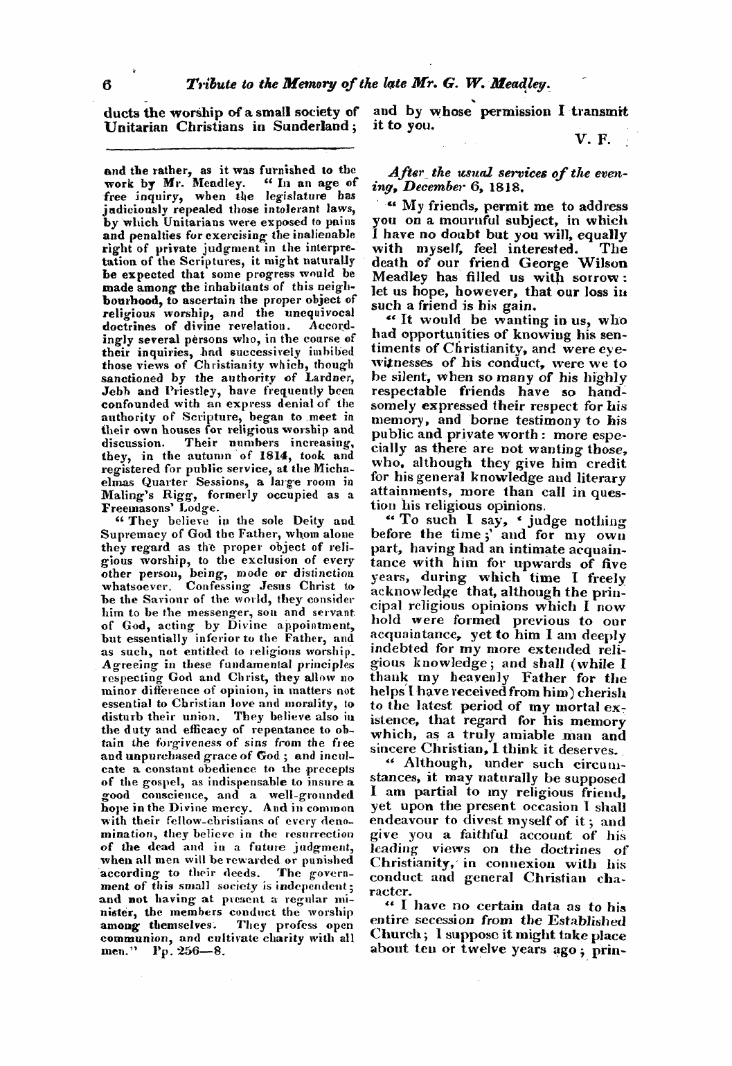 Monthly Repository (1806-1838) and Unitarian Chronicle (1832-1833): F Y, 1st edition - Untitled Article