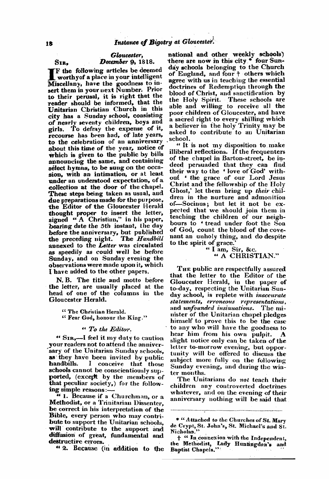 Monthly Repository (1806-1838) and Unitarian Chronicle (1832-1833): F Y, 1st edition - Untitled Article