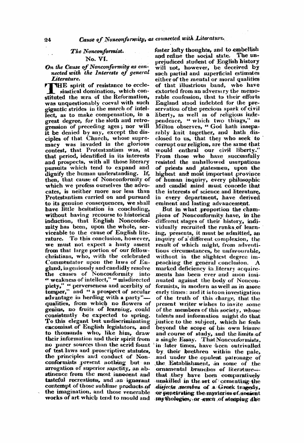 Monthly Repository (1806-1838) and Unitarian Chronicle (1832-1833): F Y, 1st edition - Untitled Article