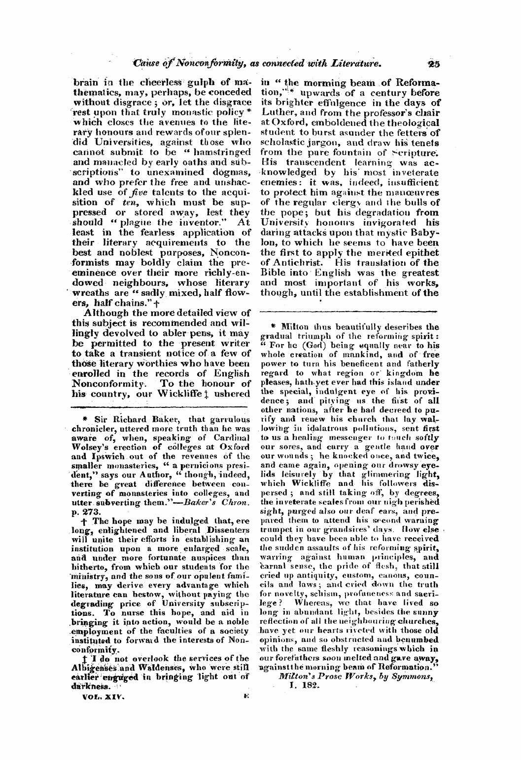 Monthly Repository (1806-1838) and Unitarian Chronicle (1832-1833): F Y, 1st edition: 25