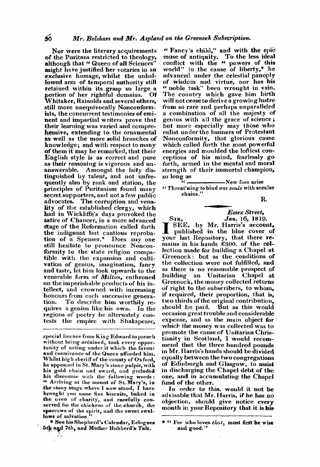 Monthly Repository (1806-1838) and Unitarian Chronicle (1832-1833): F Y, 1st edition - Untitled Article