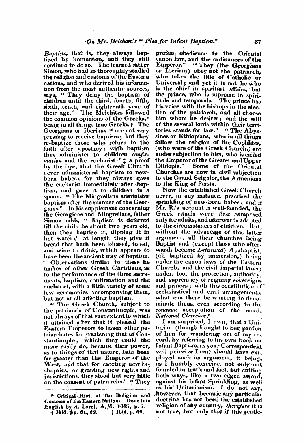 Monthly Repository (1806-1838) and Unitarian Chronicle (1832-1833): F Y, 1st edition: 37