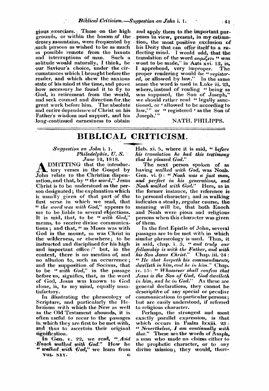 Monthly Repository (1806-1838) and Unitarian Chronicle (1832-1833): F Y, 1st edition - Biblical Criticism