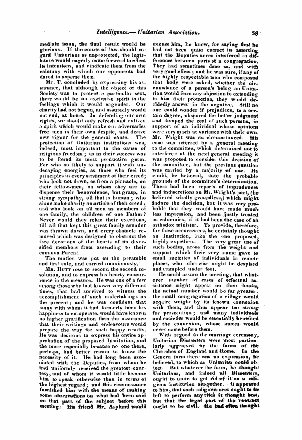 Monthly Repository (1806-1838) and Unitarian Chronicle (1832-1833): F Y, 1st edition: 53