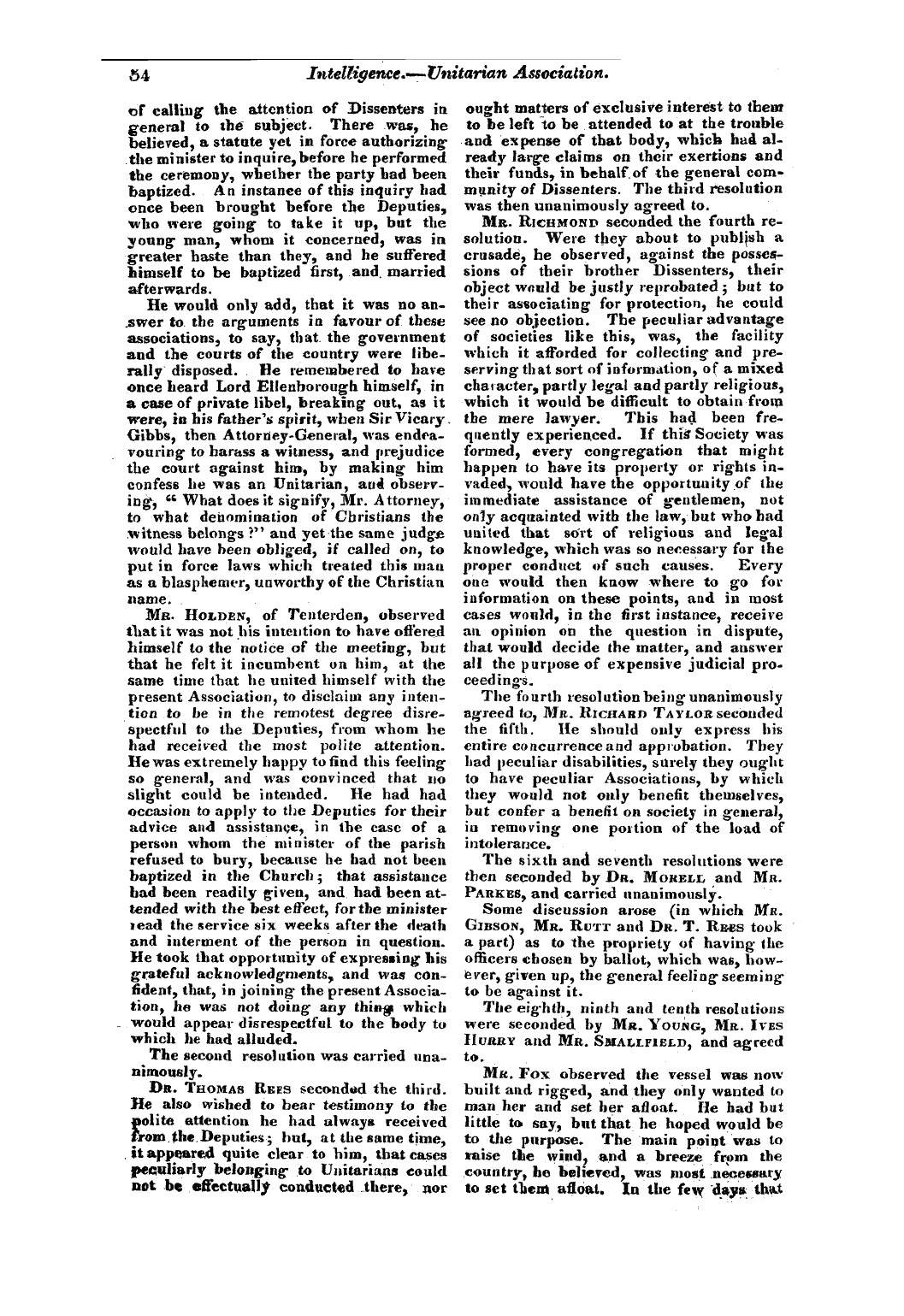 Monthly Repository (1806-1838) and Unitarian Chronicle (1832-1833): F Y, 1st edition: 54